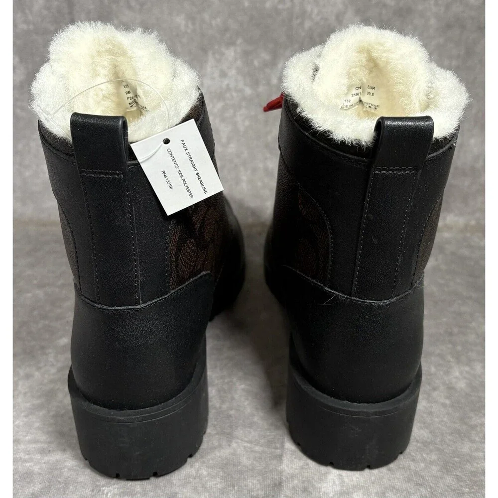 COACH Lorraine Bootie Womens 9 Black Mahogany Sherpa Lined New W Box $300 Retail - Picture 5 of 8